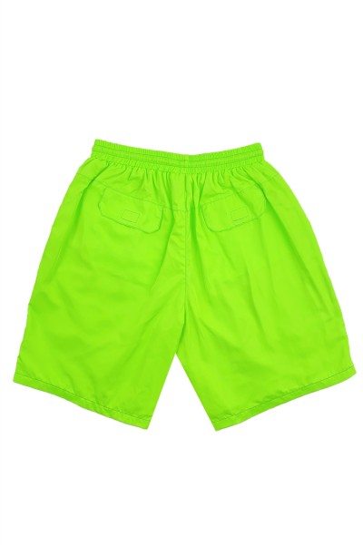 Customized fluorescent green sports shorts design blue embroidered logo shorts sports pants supplier Lock bag multi bag  U391 front view
